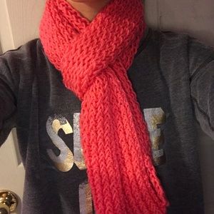 Coral knitted scarf and ear warmer (handmade)